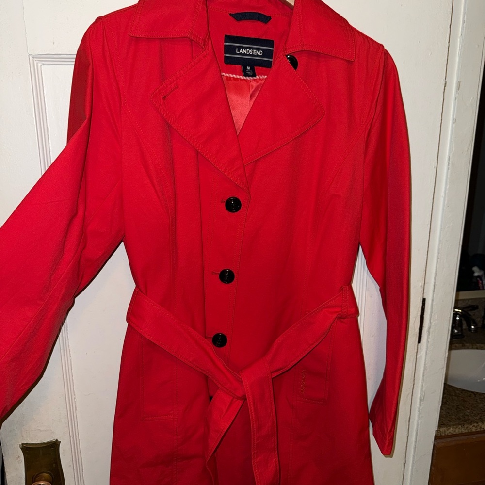 Lands' End Bold Red Trench Coat for Women